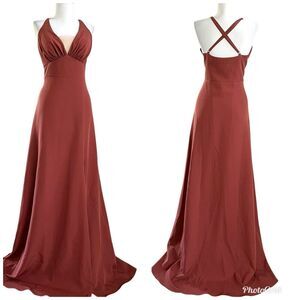Revelry Babydoll Maxi Dress Sz 10 Cinnamon Brown Gown Formal Wedding Bridesmaid